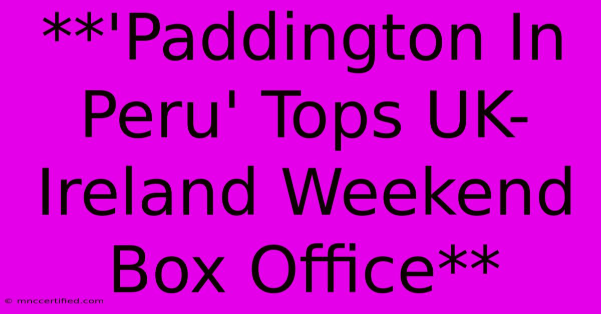 **'Paddington In Peru' Tops UK-Ireland Weekend Box Office** 