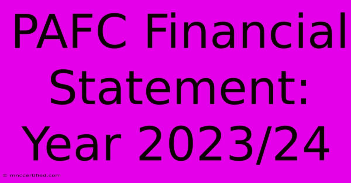 PAFC Financial Statement: Year 2023/24