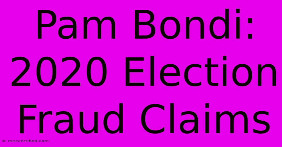 Pam Bondi: 2020 Election Fraud Claims