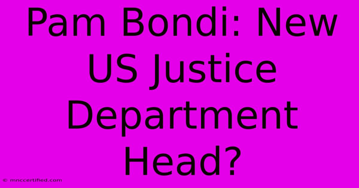 Pam Bondi: New US Justice Department Head?