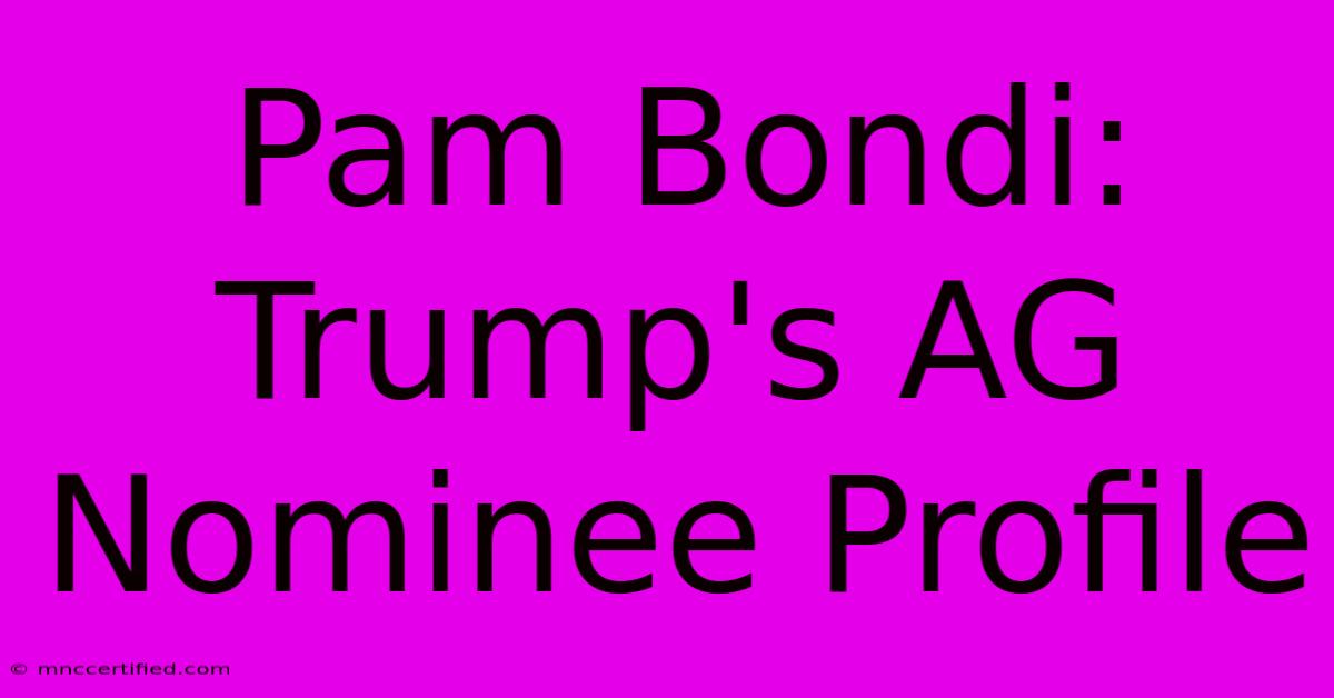 Pam Bondi: Trump's AG Nominee Profile