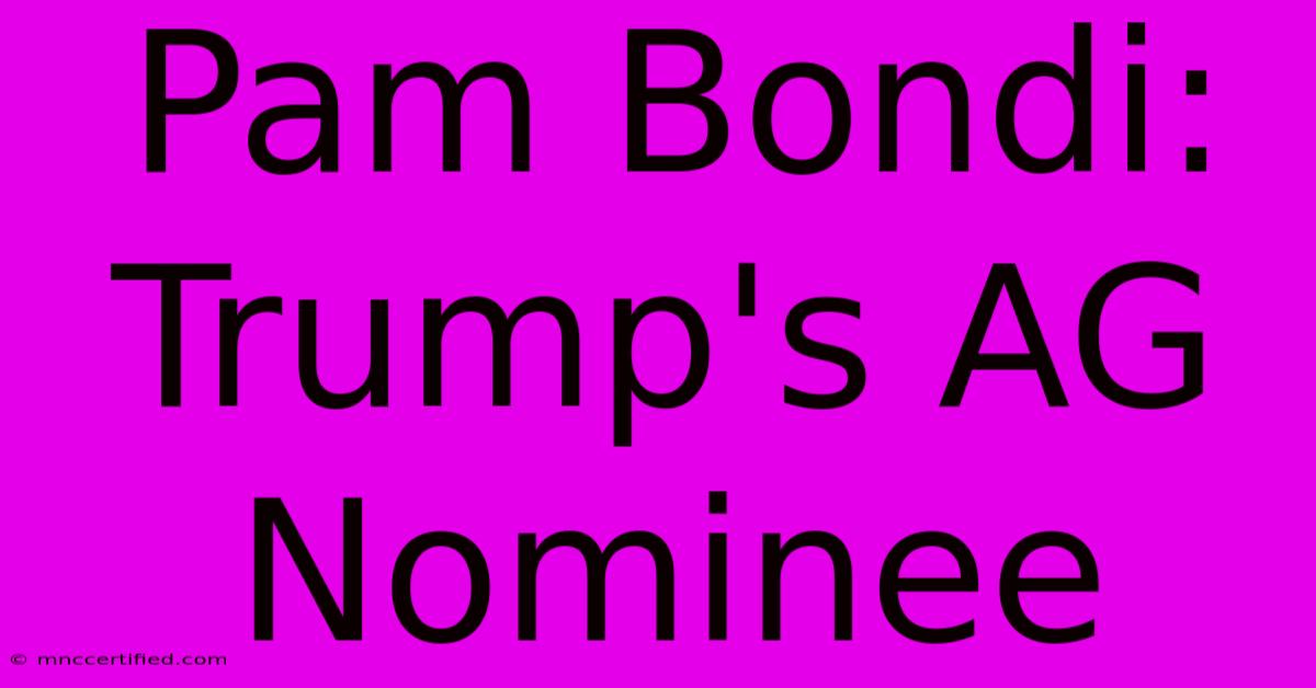 Pam Bondi: Trump's AG Nominee