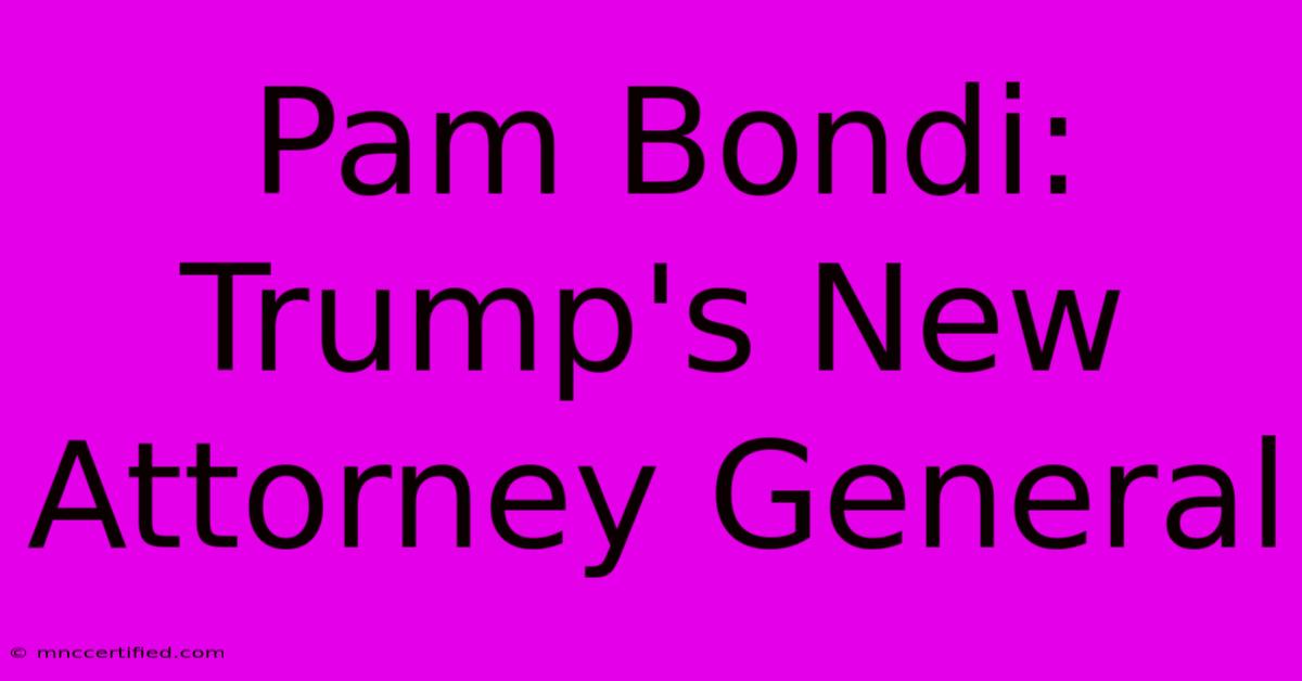 Pam Bondi: Trump's New Attorney General