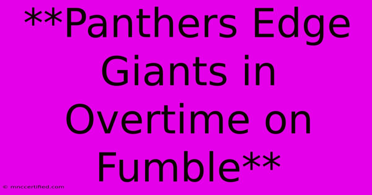 **Panthers Edge Giants In Overtime On Fumble**