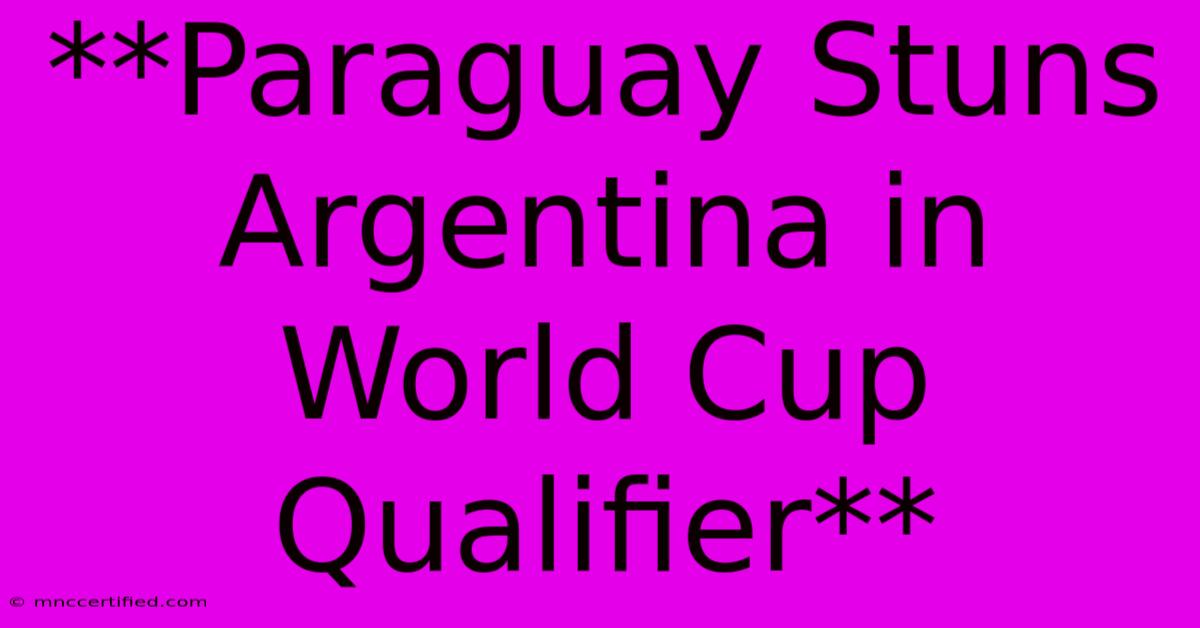 **Paraguay Stuns Argentina In World Cup Qualifier**