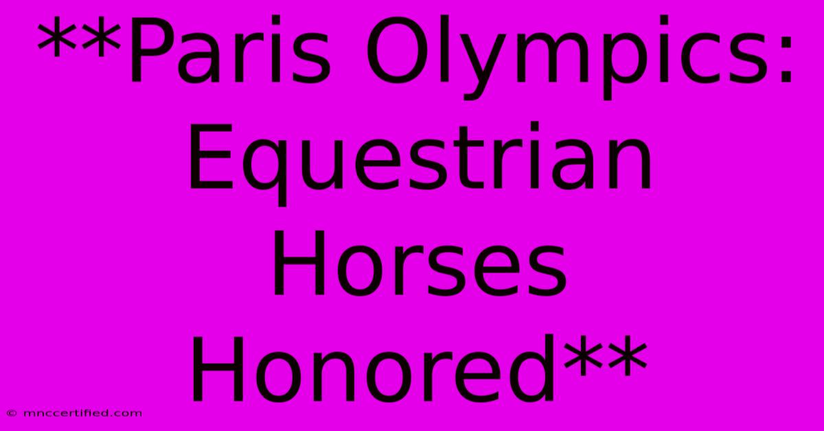 **Paris Olympics: Equestrian Horses Honored**