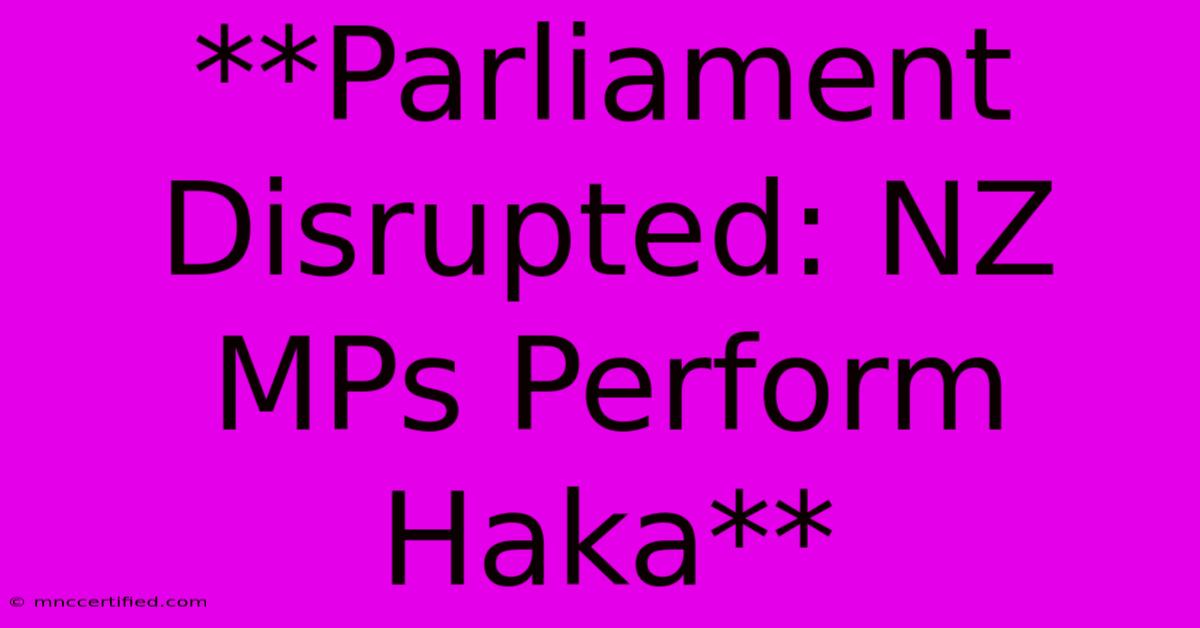 **Parliament Disrupted: NZ MPs Perform Haka**