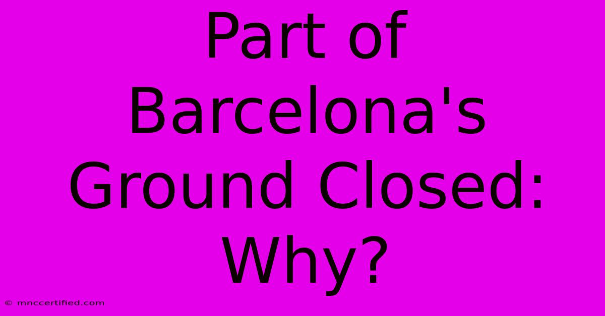 Part Of Barcelona's Ground Closed: Why?