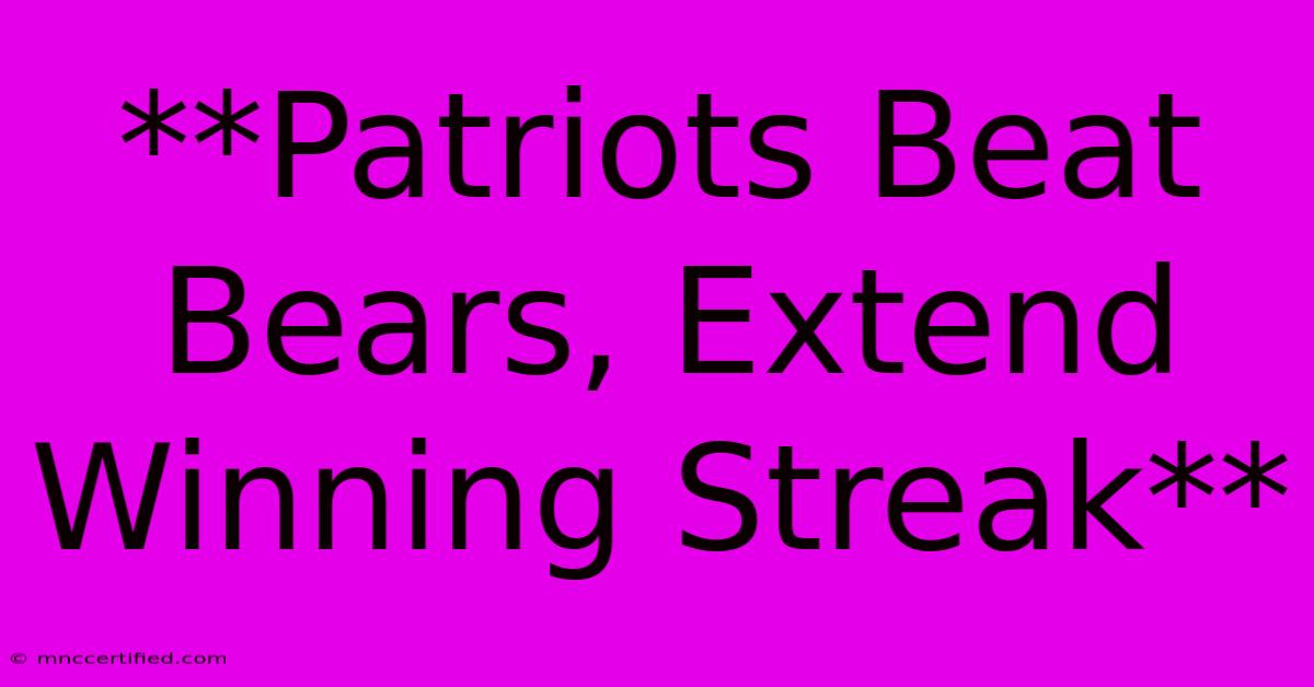 **Patriots Beat Bears, Extend Winning Streak** 