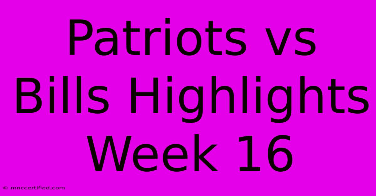 Patriots Vs Bills Highlights Week 16