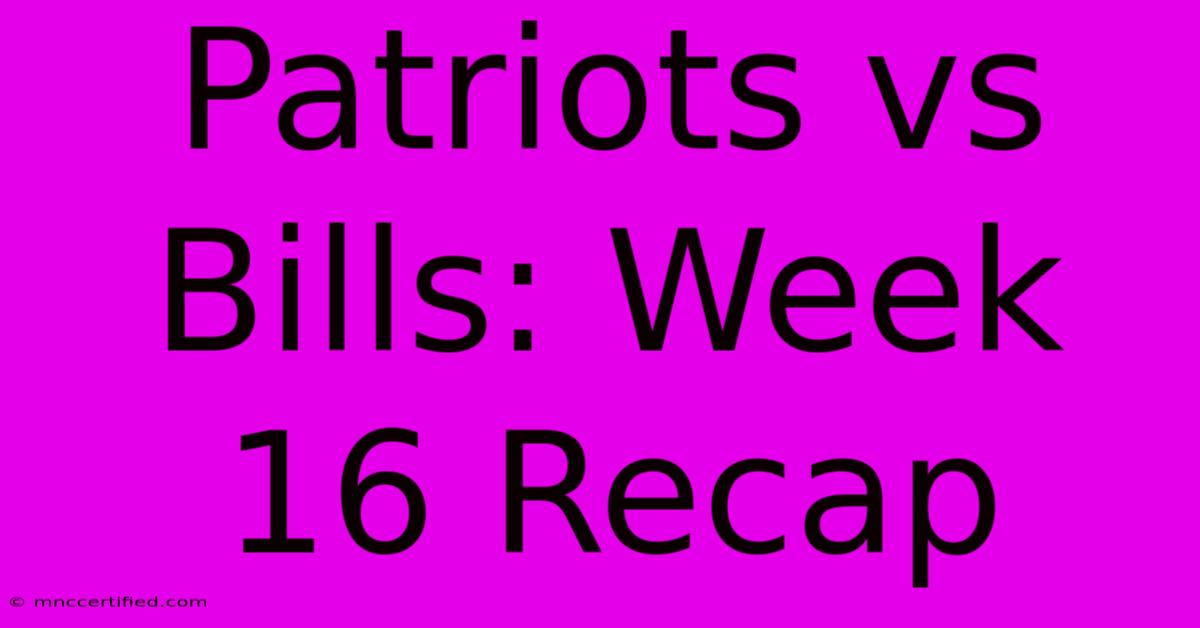 Patriots Vs Bills: Week 16 Recap