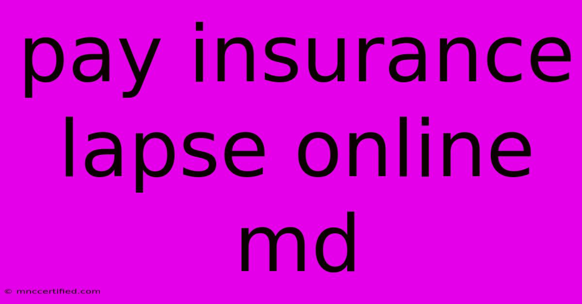 Pay Insurance Lapse Online Md