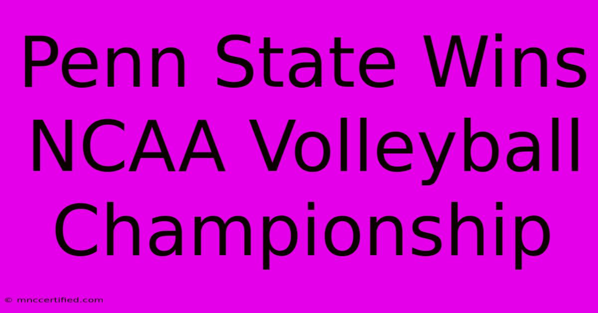 Penn State Wins NCAA Volleyball Championship