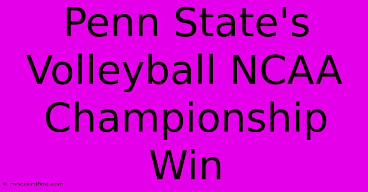 Penn State's Volleyball NCAA Championship Win