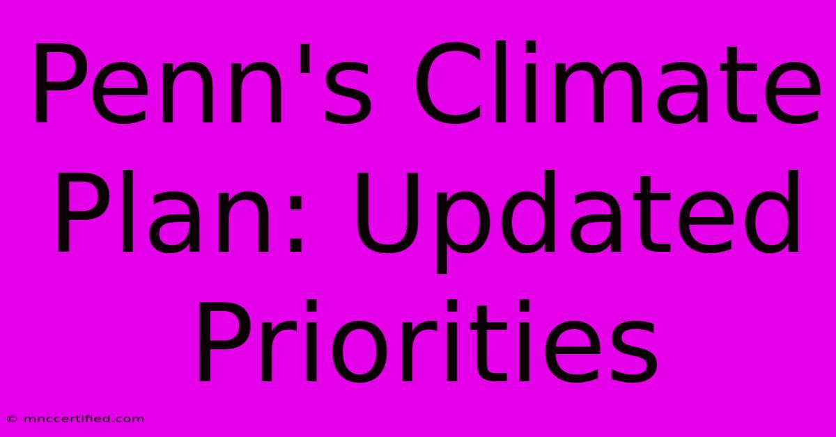 Penn's Climate Plan: Updated Priorities