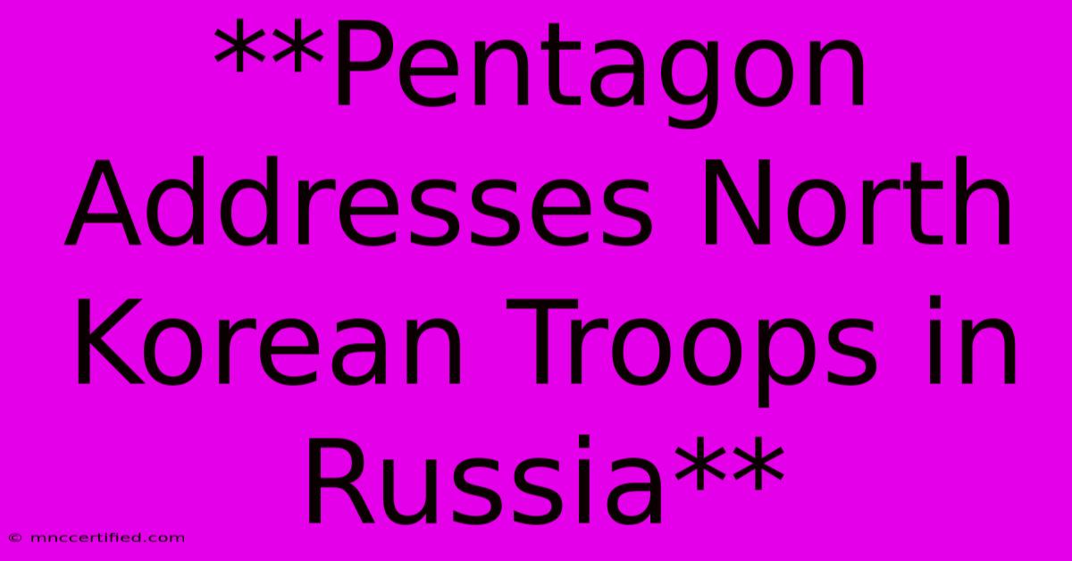 **Pentagon Addresses North Korean Troops In Russia**