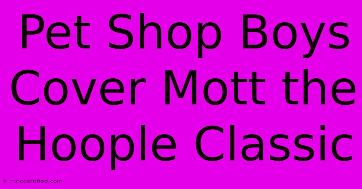 Pet Shop Boys Cover Mott The Hoople Classic 