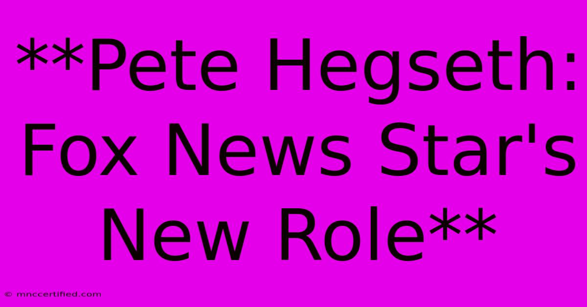 **Pete Hegseth: Fox News Star's New Role**