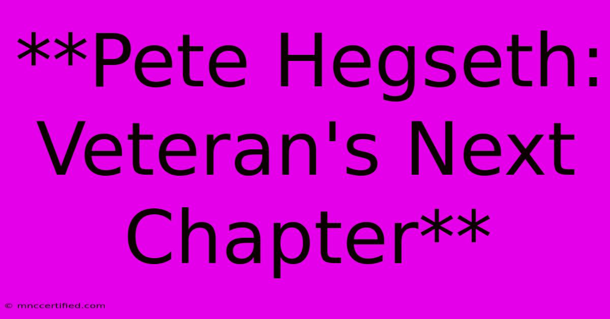 **Pete Hegseth: Veteran's Next Chapter**