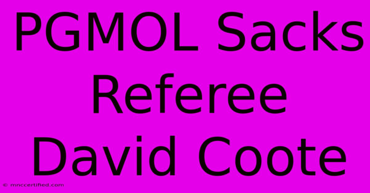 PGMOL Sacks Referee David Coote