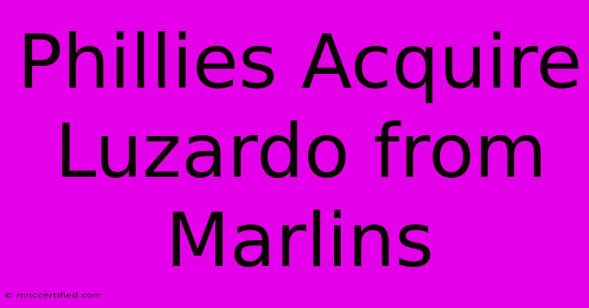 Phillies Acquire Luzardo From Marlins