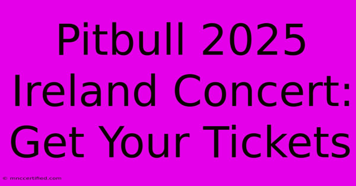 Pitbull 2025 Ireland Concert: Get Your Tickets 