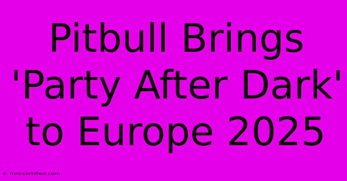 Pitbull Brings 'Party After Dark' To Europe 2025