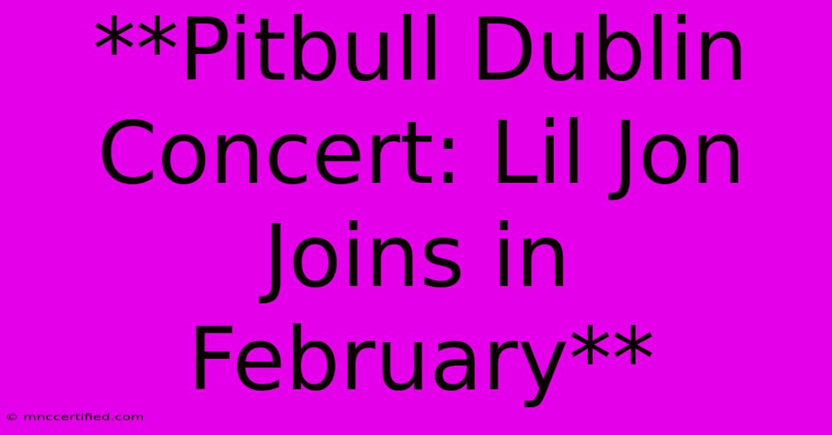 **Pitbull Dublin Concert: Lil Jon Joins In February**