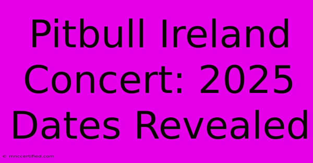 Pitbull Ireland Concert: 2025 Dates Revealed