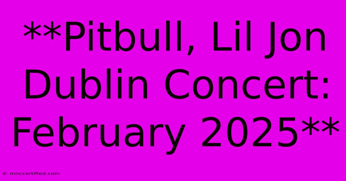 **Pitbull, Lil Jon Dublin Concert: February 2025**