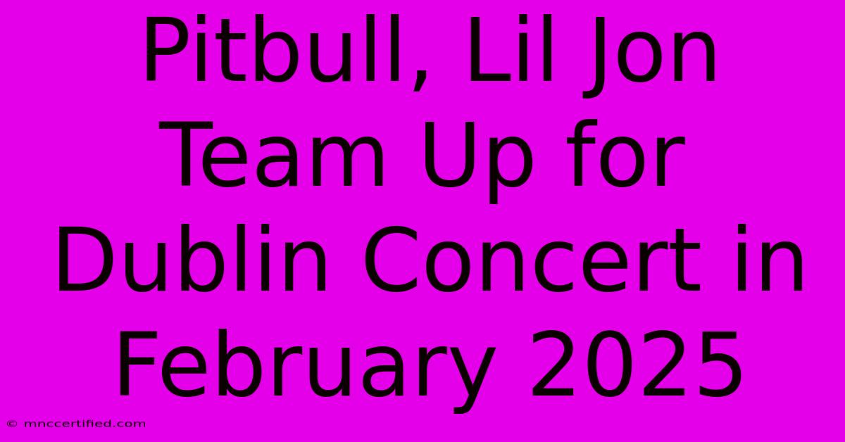 Pitbull, Lil Jon Team Up For Dublin Concert In February 2025