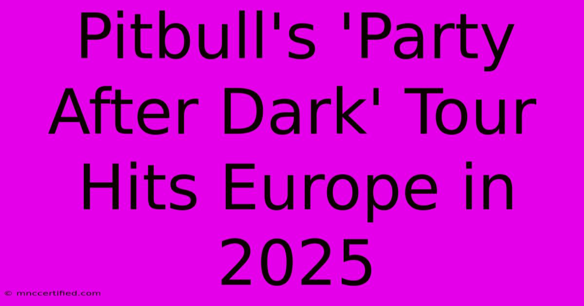 Pitbull's 'Party After Dark' Tour Hits Europe In 2025