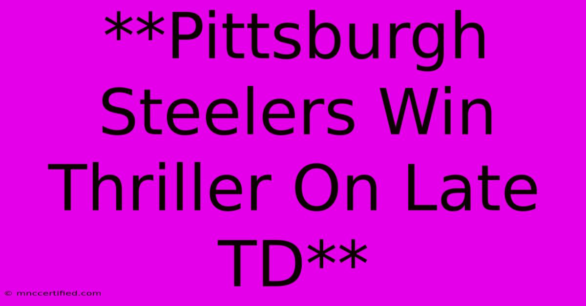 **Pittsburgh Steelers Win Thriller On Late TD**