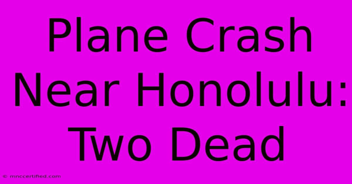 Plane Crash Near Honolulu: Two Dead