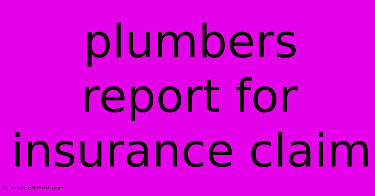 Plumbers Report For Insurance Claim