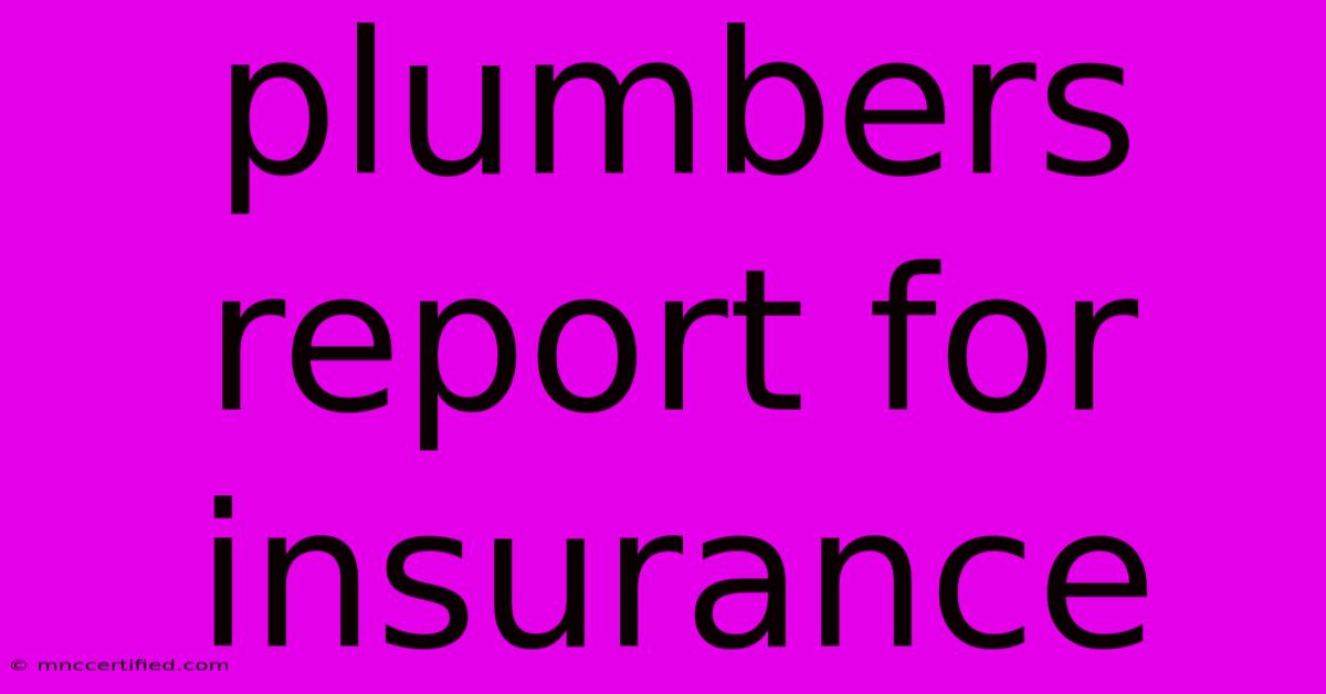 Plumbers Report For Insurance