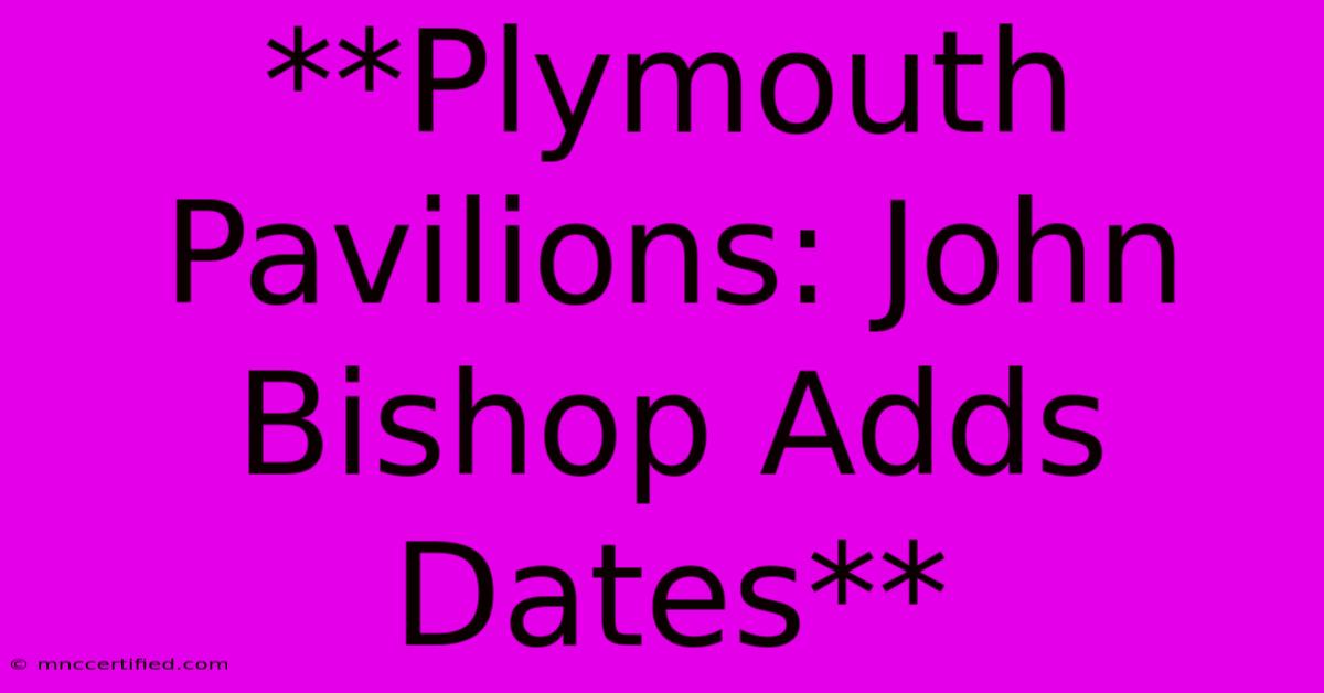 **Plymouth Pavilions: John Bishop Adds Dates**