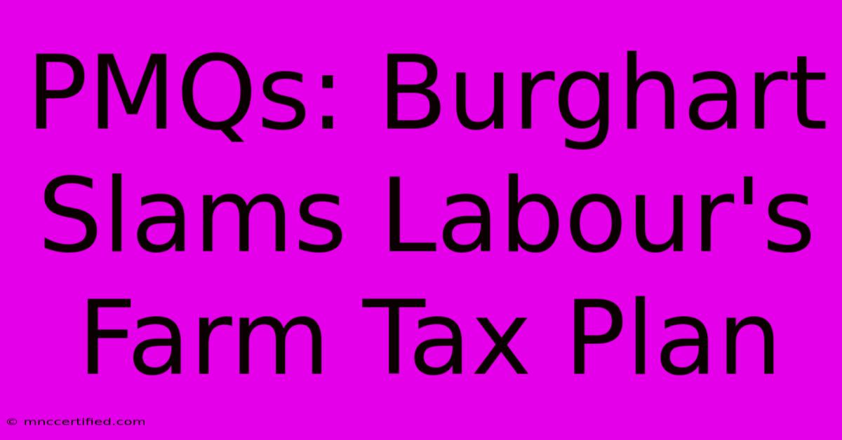 PMQs: Burghart Slams Labour's Farm Tax Plan