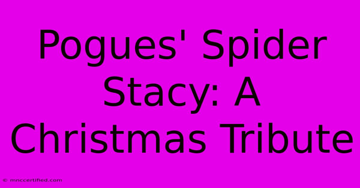 Pogues' Spider Stacy: A Christmas Tribute