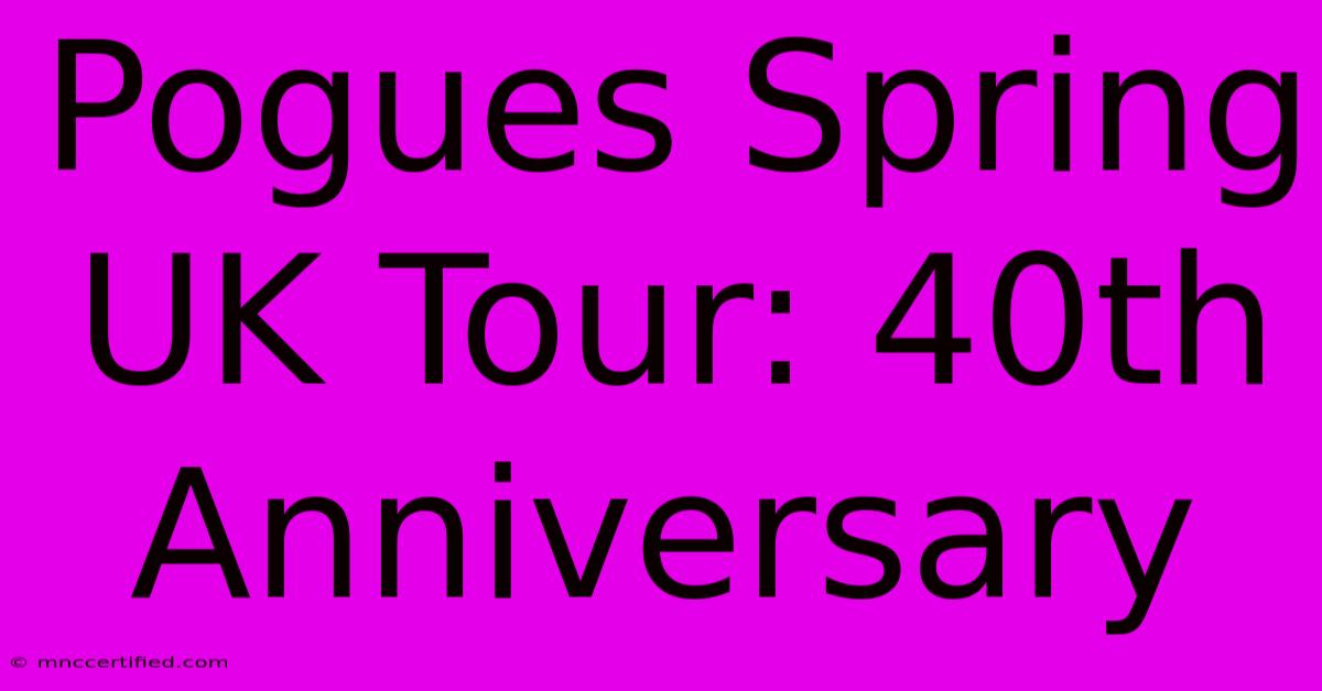 Pogues Spring UK Tour: 40th Anniversary