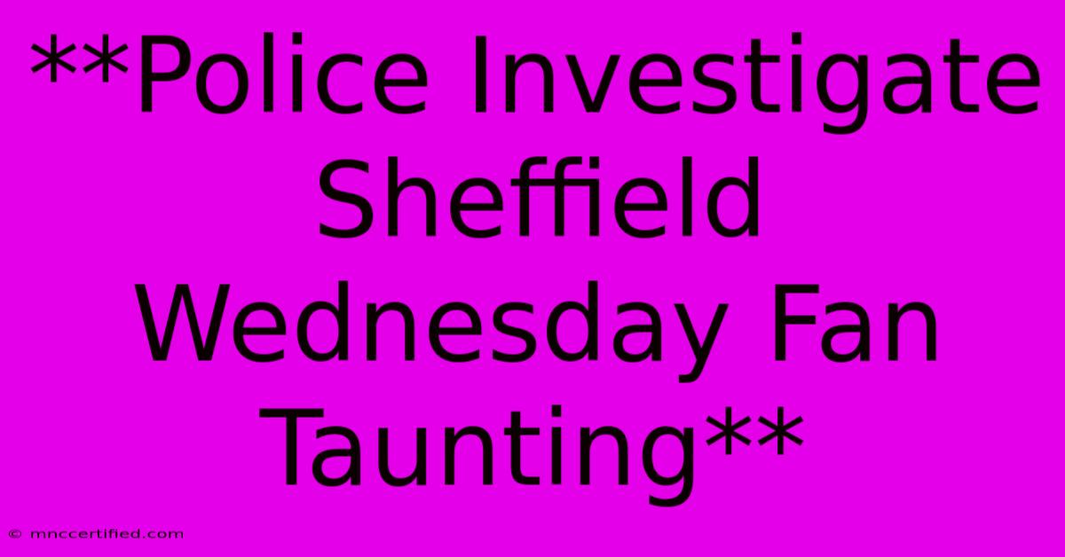 **Police Investigate Sheffield Wednesday Fan Taunting**