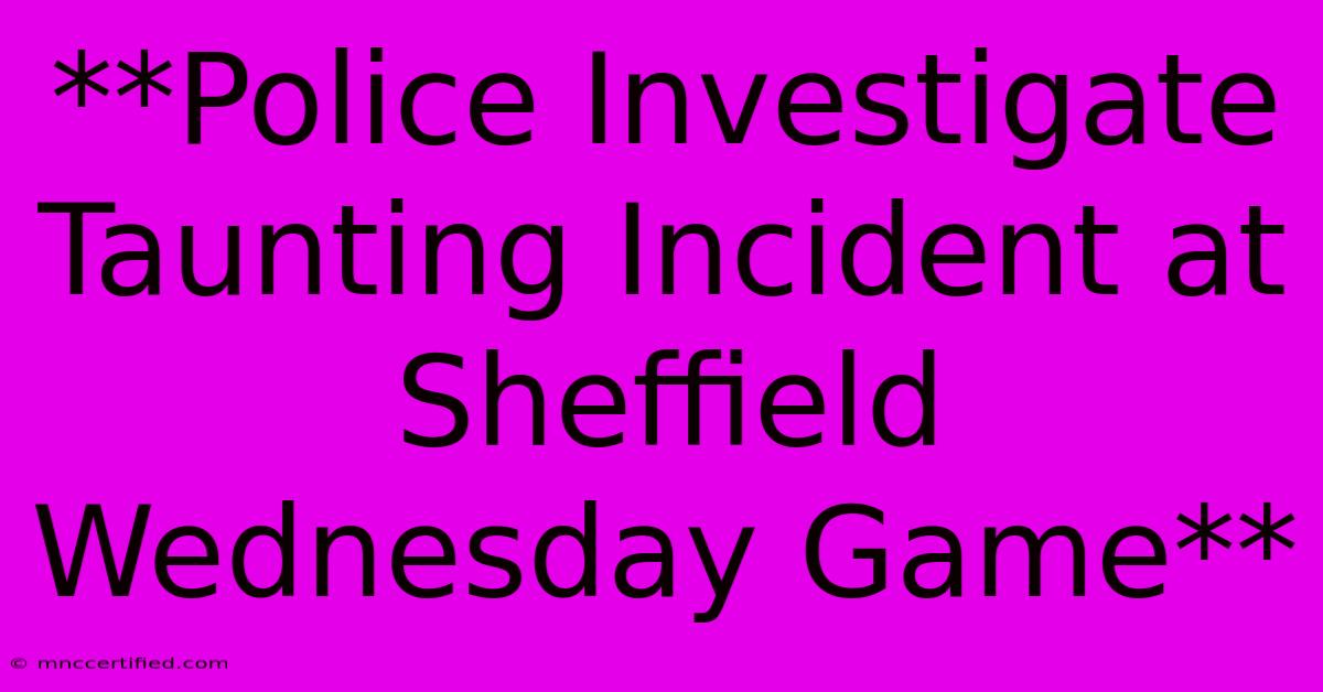 **Police Investigate Taunting Incident At Sheffield Wednesday Game** 