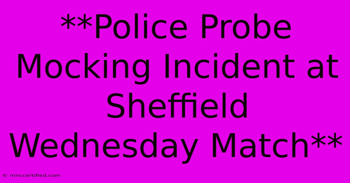 **Police Probe Mocking Incident At Sheffield Wednesday Match**