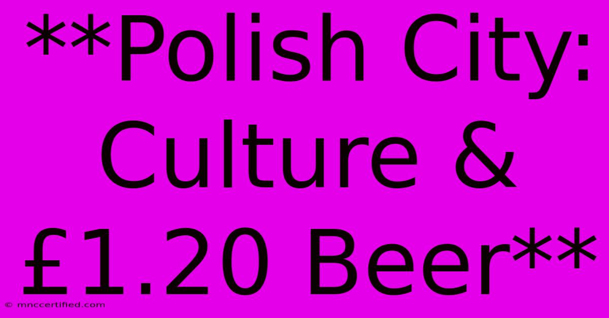 **Polish City: Culture & £1.20 Beer**