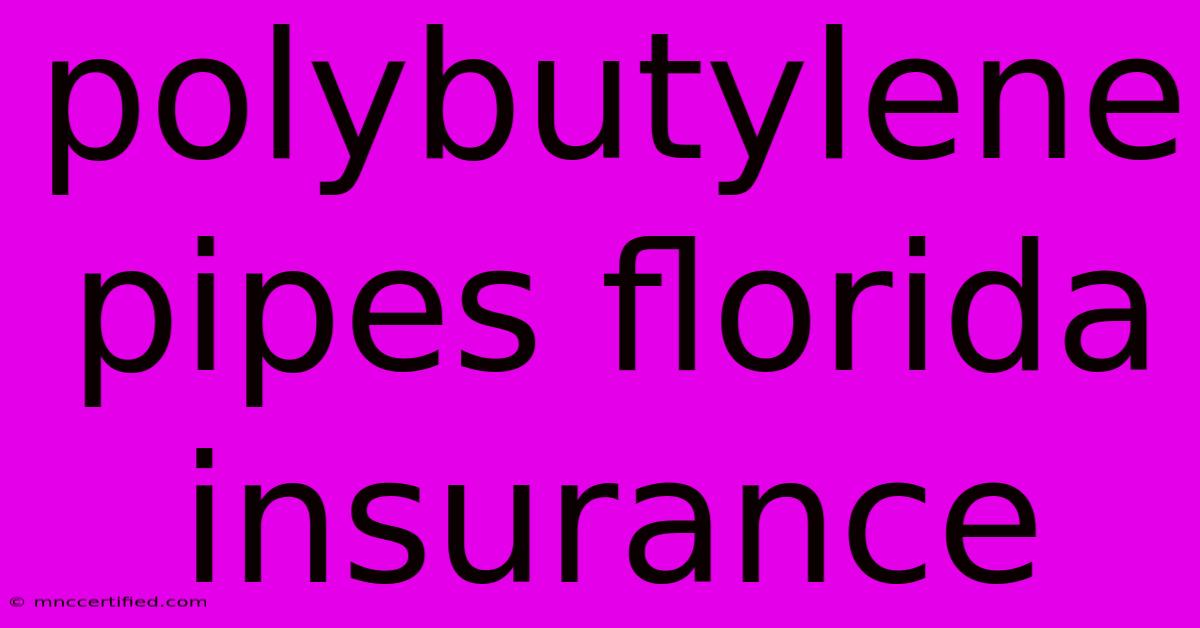 Polybutylene Pipes Florida Insurance