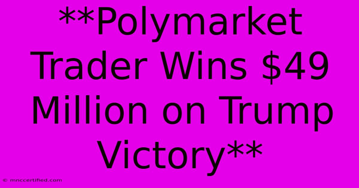 **Polymarket Trader Wins $49 Million On Trump Victory**