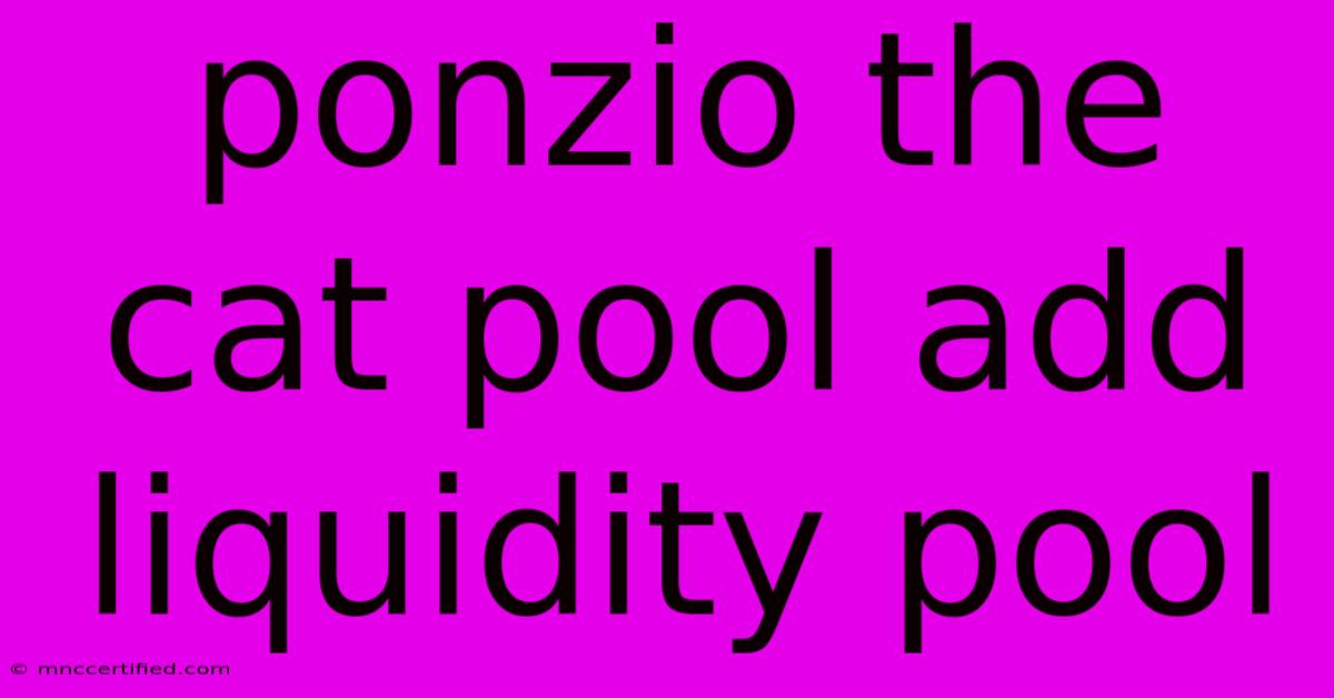 Ponzio The Cat Pool Add Liquidity Pool