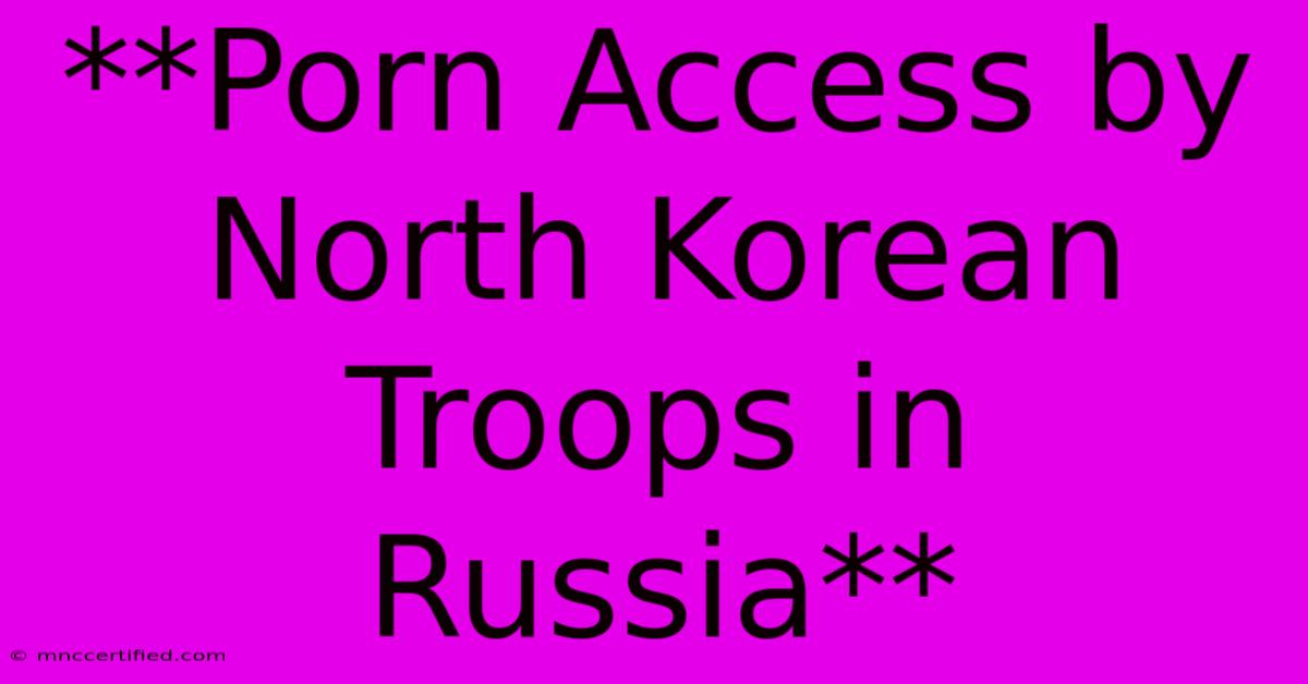 **Porn Access By North Korean Troops In Russia** 