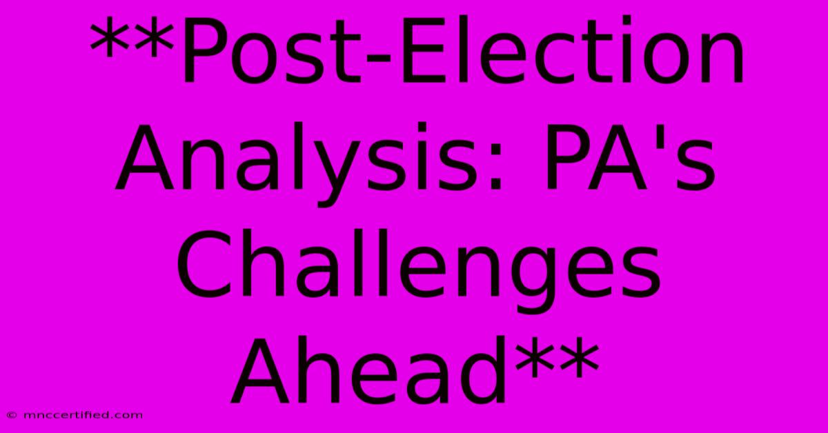 **Post-Election Analysis: PA's Challenges Ahead**