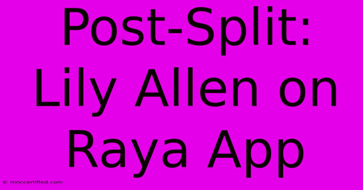 Post-Split: Lily Allen On Raya App